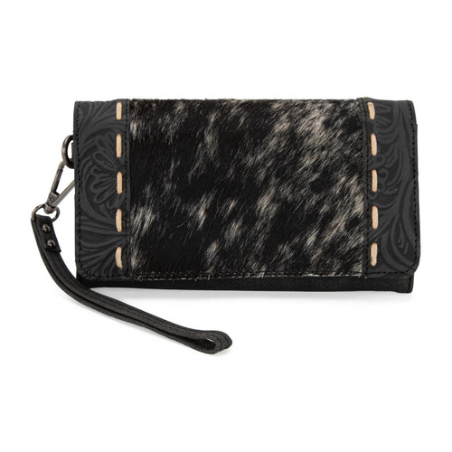 MONTANA WEST Montana West Women's Black Trinity Ranch Hair-On Cowhide Tooled Wallet 