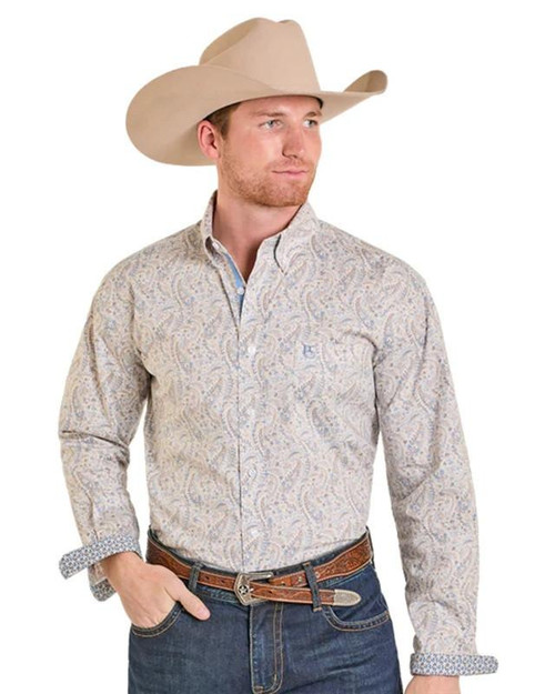 PANHANDLE SLIM Panhandle Slim Men's Blue/Beige Paisley Button Down Shirt 