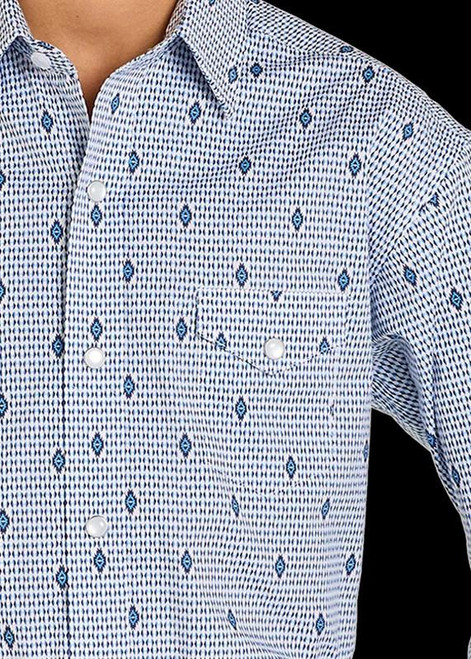 Panhandle Slim Boy's Blue Classic Diamond Button Shirt
