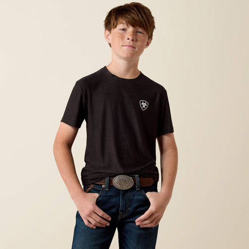 Ariat Boy's Grey Heather Digi Shield Short Sleeve T Shirt