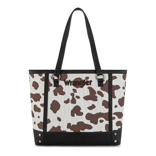 Montana West Wrangler Women's Black Cow Print Tote Bag