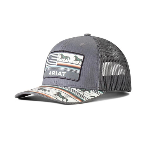 M & F M&F Western Ariat Women's Grey Stripes Horse American Flag Baseball Cap