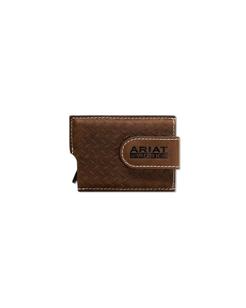 M&F Western Ariat Men's Medium Brown Utility Leather Embossed Work Wallet