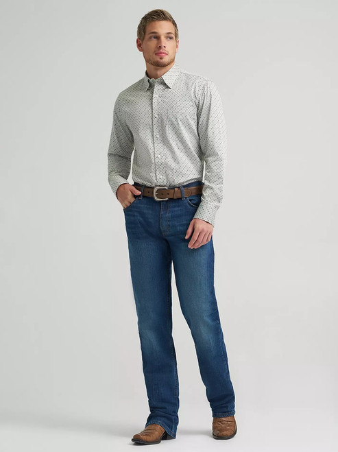 Wrangler Cody Johnson Green Tan Cross Button Down Shirt For Men