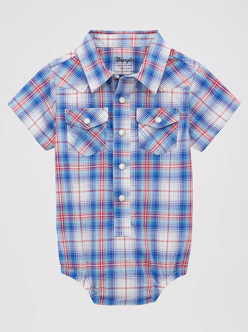 Wrangler Baby Boy's Western Snap Bodysuit - Daisy Blue