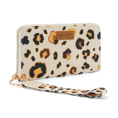 Montana West Wrangler Leopard Print Women's Wallet/Wristlet In Beige