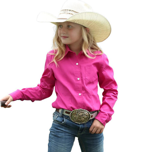 CINCH Cinch Solid Pink Button Down Girl's Shirt 