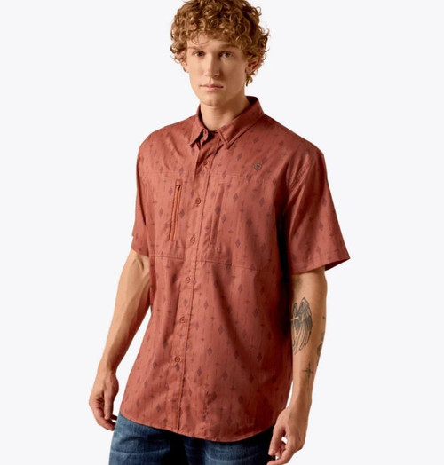 ARIAT Ariat Men's Copper Brown Printed VentTek Short Sleeve Shirt 