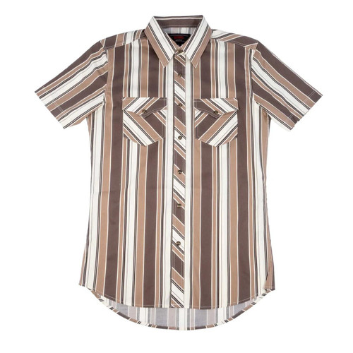 PANHANDLE SLIM Rock & Roll Denim Brown Stripe Men's Snap Shirt 
