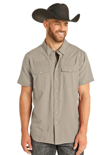 PANHANDLE SLIM Rock & Roll Denim Men's Tan TEK Western Stretch Shirt 