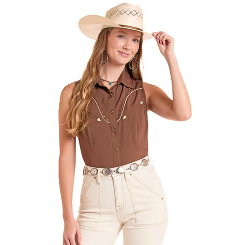 PANHANDLE SLIM Panhandle Slim Women's Sleeveless Shirt - Chocolate Brown 