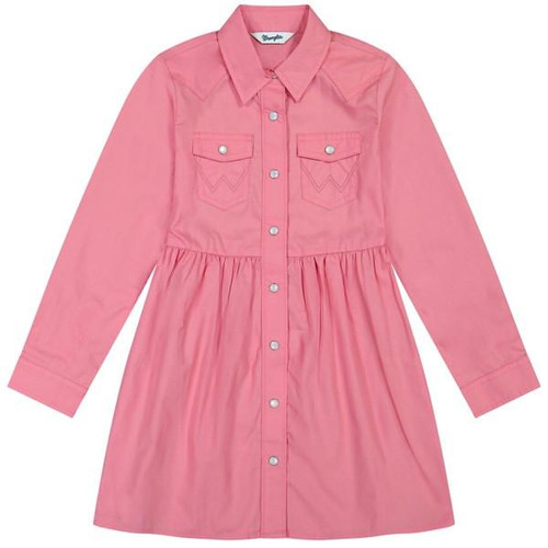 WRANGLER Wrangler Girl's Pink Long Sleeve Snap Dress 