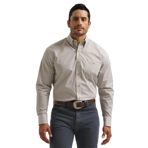 WRANGLER Wrangler Men's Tan Canyon Print Long Sleeve Western Button Down Shirt 