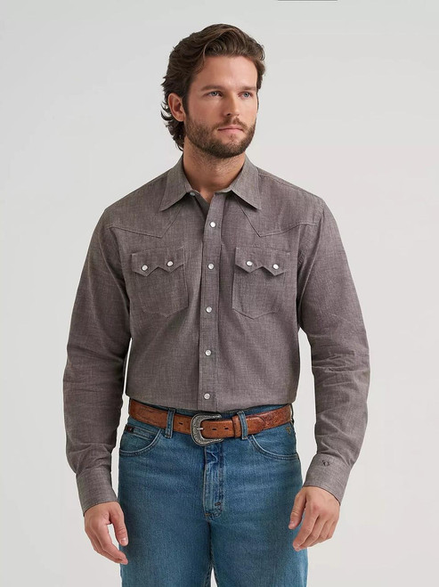 WRANGLER Men's Wrangler Cody Johnson Two Pocket Western Snap Shirt - Black Olive 
