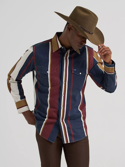 Wrangler Midnight Oak Vintage-Inspired Brushpopper Western Snap Men's Workshirt