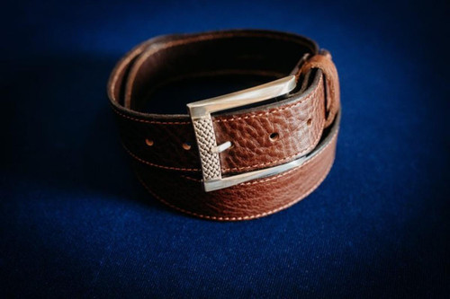  KLW Men's Chocolate Beau Full Grain Leather Belt 
