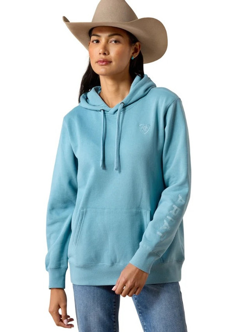 Women's Ariat Logo 2.0 Adriatic Blue Hooded Sweatshirt