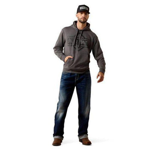 ARIAT Ariat Men's Dark Shadow Leather Diamond Big Hoodie 