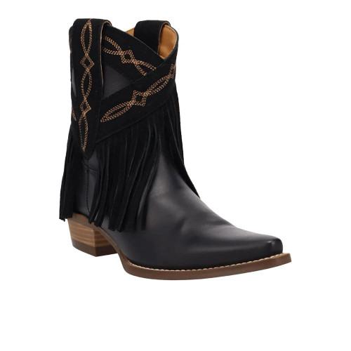 DINGO Dingo Women's Last Ride Leather Snip Toe Pull On Black Cowboy Boots 