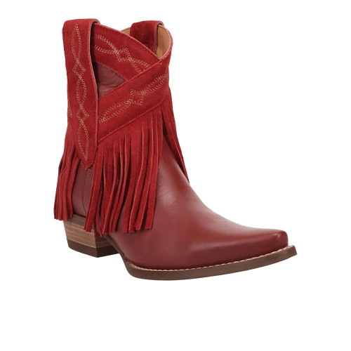 DINGO Women's Dingo Last Ride Leather Pull On Snip Toe Cowboy Boots - Red 