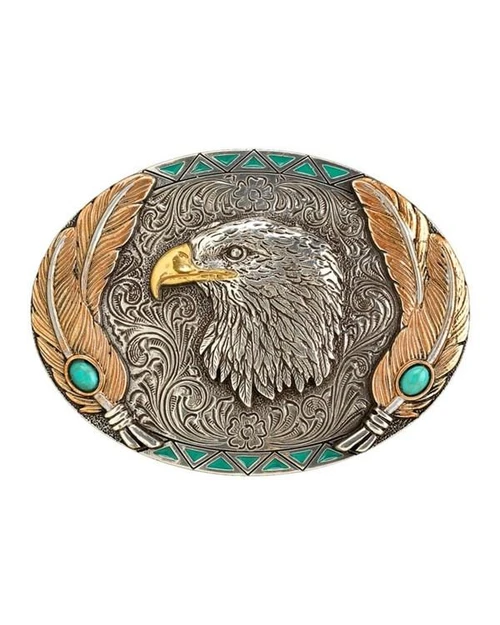M & F M&F Western Nocona Men's Oval Eagle Head Western Belt Buckle - Multicolor 