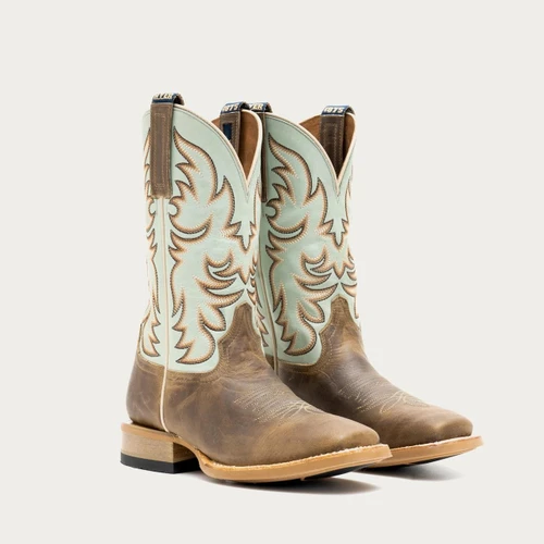 HYER BOOTS Hyer Women's Classic Western Topeka Leather Cowboy Boots - Tan 