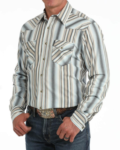 CINCH Men's Cinch Modern Fit Striped Multicolor Western Snap Shirt 