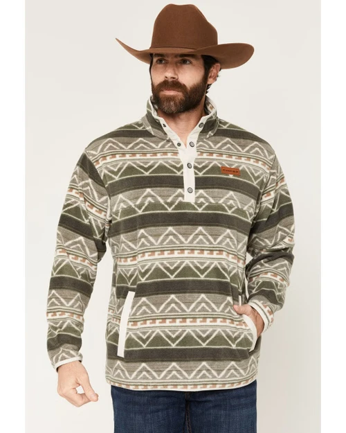 Cinch Men's Green & White Southwestern 1/4 Snap Pullover Sweatshirt