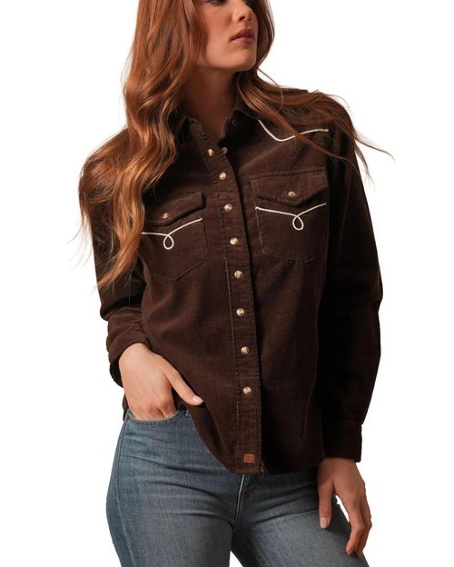 KIMES RANCH Women's Kimes Ranch Lehi Long Sleeve Western Shirt - Espresso 