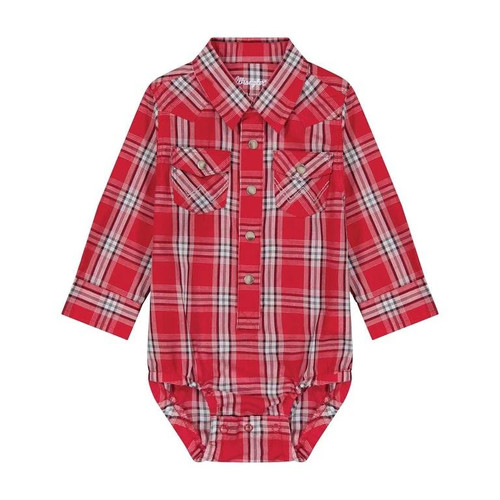 WRANGLER Baby Boy's Wrangler Red Plaid Long Sleeve Bodysuit 