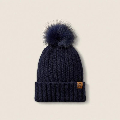 ARIAT Ariat Navy Chilton Pompom Knit Cuffed Women's Beanie 