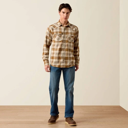 Men's Ariat Peyote Plaid Retro Hayes Fitted Snap Shirt