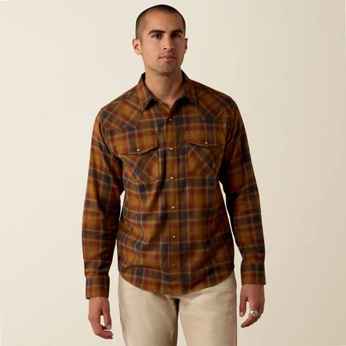 Men's Ariat Retro Hynes Fitted Snap Shirt - Rubber Plaid