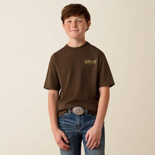 ARIAT Ariat Boy's Turkish Coffee Mountain Bull T-Shirt 