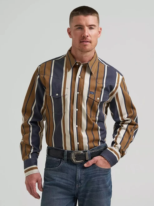 Wrangler Brushpopper Amber Wheat Vintage-Inspired Snap Workshirt 