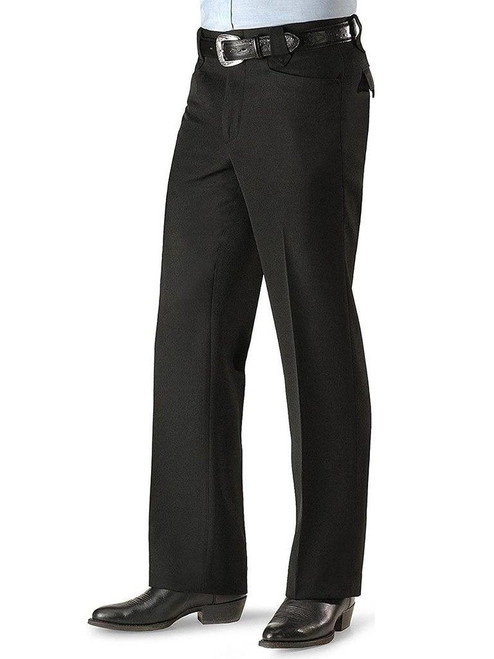 Circle S Men's Black Solid Dress Ranch Polyester Pant