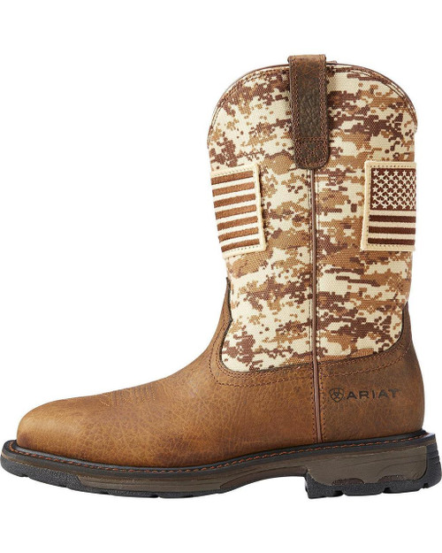 Men's Workhog Patriot USA Flag Camo Western Cowboy Work Boot 10023100 ...