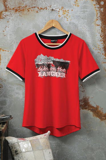 CRUEL GIRL Cruel Girl "Dibs On The Rancher" Red Jersey Tee Shirt  