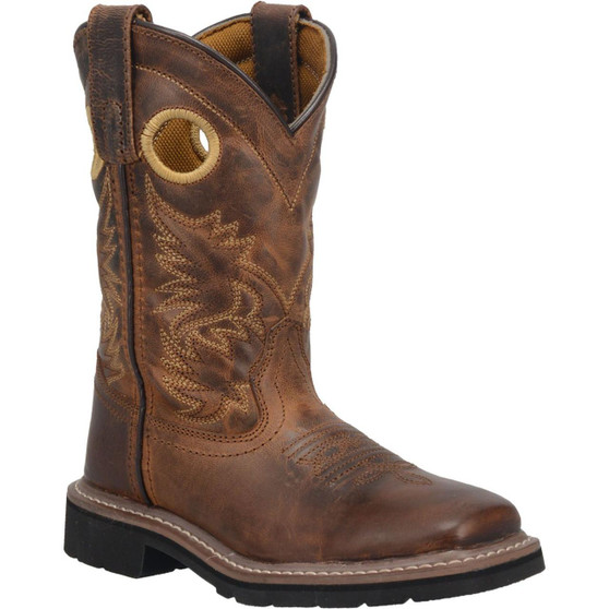 DAN POST Dan Post Kid's Amarillo Brown Square Toe Western Cowboy Leather Boot  DAN POST Dan Post Kid's Amarillo Brown Square Toe Western Cowboy Leather Boot