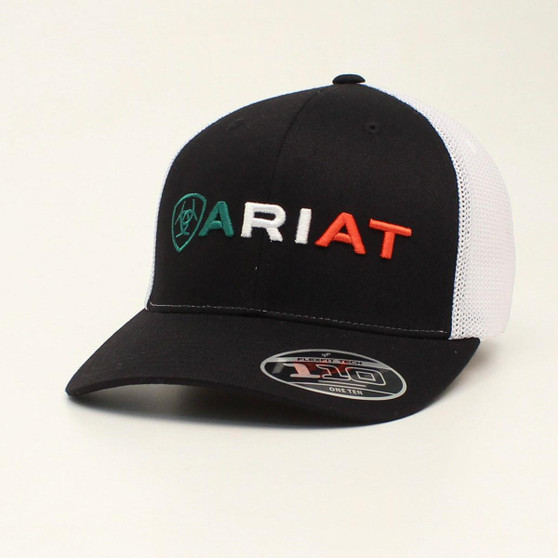 M & F Ariat Mexican Flag Logo Trucker Hat Ball Cap 