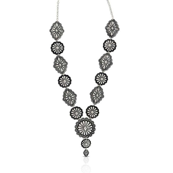 MONTANA SILVERSMITH Montana Silversmiths Simply Blossoming Western Floral Concho Necklace 