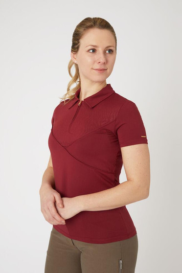 HORZE Horze Women's Lyla Rhubarb Red 1/4 Zip Polo Riding Top  HORZE Horze Women's Lyla Rhubarb Red 1/4 Zip Polo Riding Top