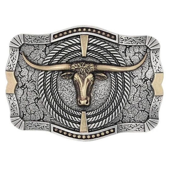 MONTANA SILVERSMITH Montana Silversmith's Ropin Ready Longhorn Western Belt Buckle 