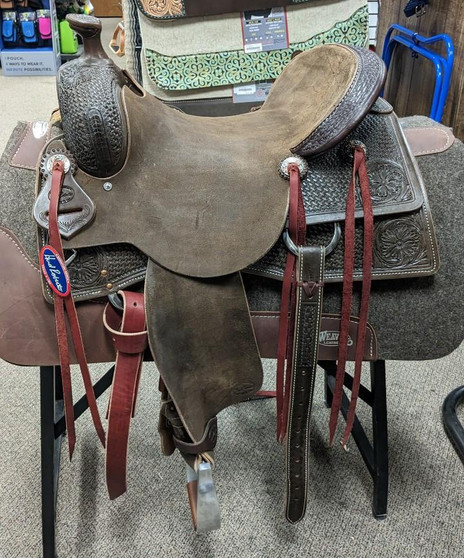 HR SADDLES AND TACK HR Cowhorse Roughout Saddle Hud Roberts Signature Series 16"  HR SADDLES AND TACK HR Cowhorse Roughout Saddle Hud Roberts Signature Series 16"