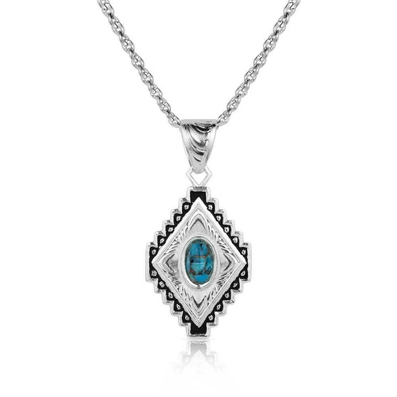 MONTANA SILVERSMITH Montana Silversmiths Women's Turquoise Diamond of the West Aztec Necklace 