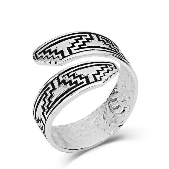 MONTANA SILVERSMITH Montana Silversmiths Women's Silver Black Southwestern Escape Wrap Ring 