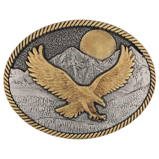 MONTANA SILVERSMITH Montana Silversmiths Men's Silver & Gold Mountain Majesty Attitude Buckle  MONTANA SILVERSMITH Montana Silversmiths Men's Silver & Gold Mountain Majesty Attitude Buckle