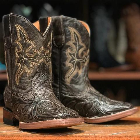 TANNER MARK Children's Hand Tooled Brown Boots  TANNER MARK Children's Hand Tooled Brown Boots