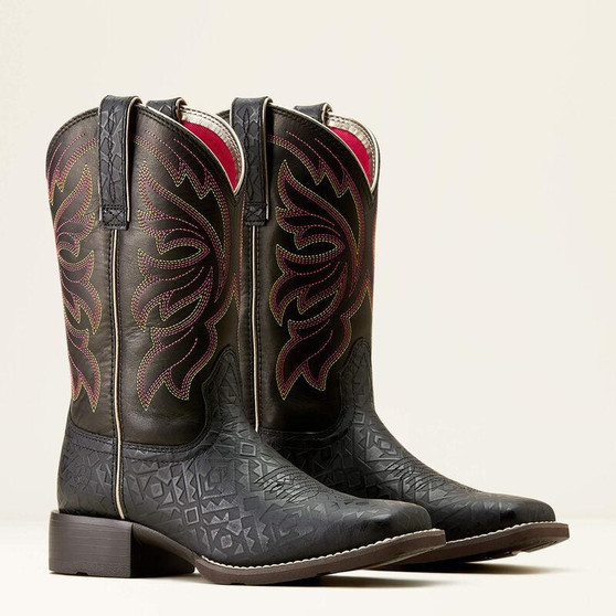 ARIAT Ariat Women's Black Blanket Emboss/Limousine Black Buckley Western Leather Boot  ARIAT Ariat Women's Black Blanket Emboss/Limousine Black Buckley Western Leather Boot