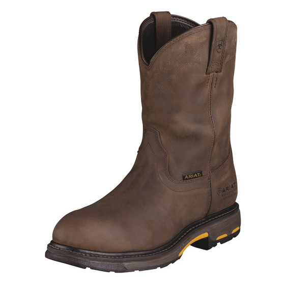 ARIAT Ariat Men's Oily Distressed Brown WorkHog Waterproof Work Boot 